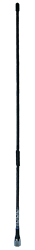 High gain UHF phased coil fibreglass whip, black, 470-490 MHz, 5/16″-26 brass thread, 50W, 6.2 dBi – 600mm